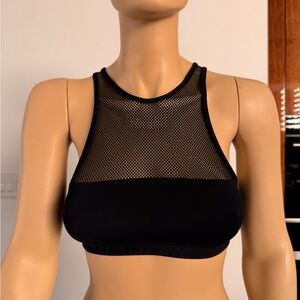 T by Alexander Wang Black Mesh High-Neck Bralette